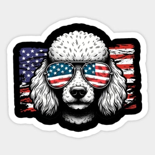 Poodle Patriotic Sunglasses American Flag 4th of July Sticker